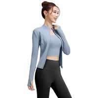 Ensemble de vêtements de yoga pour femmes, pantalon Peach-Butt, veste de course, ensemble d'entraînement moulant en quatre pièces, polyester et élasthanne