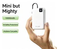 Bestseller Tragbare 10000mAh Powerbank mit 22,5W/35W Superschnell-Ladung, Integrierte Kabel, Schlankes Design Logo-Druck
