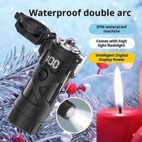 Briquet Plasma Double Arc Rechargeable USB-C Étanche IP56 avec Affichage de Puissance et Lampe Torche pour Cuisine, Barbecue, Bougies, Extérieur, Logo Personnalisé
