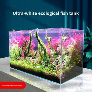 Zephyr Ultra-heldere Rechthoekige Glazen Visbak voor Bureaublad Woonkamer Kleine Betta/Goudvis/Schildpad Landschapsdecoratie Zonder Verwarming/Filter - Product Image 2