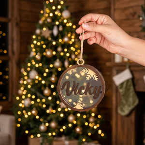 ArtisRaw Handmade Classic Christmas Ball & Tree Ornaments with Laser Cut 1 Color Printing on Olive Wood Made in TN Model VD027 - Product Image 3