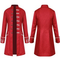 Europa und die Vereinigten Staaten Herren mantel Einfarbige Mode Steampunk Retro Uniform Stand Kragen Kleidung