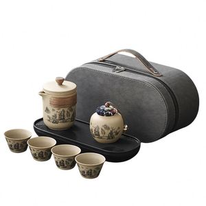 Service à thé portable Kung Fu avec théière à préparation rapide et sac de rangement pour les voyages d'affaires, le camping et les cadeaux promotionnels - Product Image 1