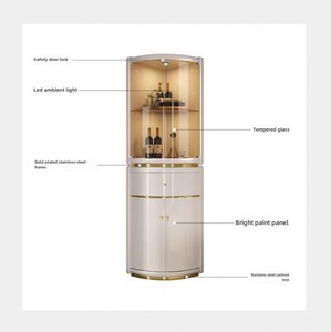 <span class=keywords><strong>Meuble</strong></span> de rangement à <span class=keywords><strong>vin</strong></span> moderne en acier inoxydable doré avec ouverture vitrée pour salon et salle à manger - Product Image 6