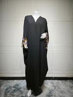 Robes arabes Cardigan Sequin Broderie Maille Manches Modeste Dubaï Abaya Vêtements Islamiques Ouvert Abaya Hiver Automne Respirant Sol