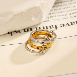 Stainless Steel <b>Ring</b> 18k Gold Plated <b>Titanium</b> Steel Stackable Geometric Design Unisex Fashion Jewelry Gift - Product Image 1