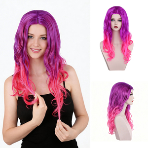 <span class=keywords><strong>Gamora</strong></span> Guardians of the Galaxy Cosplay-Perücke, Kunsthaar, Anime-Stil, lila bis rot, Ombre-Farbverlauf für Halloween-Party - Product Image 1
