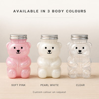 Bouteille de jus en forme d'ours pour la restauration fine, 500 ml, vente en gros, logo personnalisé, emballage de boissons en plastique, qualité alimentaire, bouchon doré, en vrac