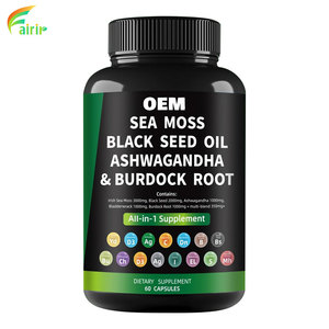 Fairir Natürliches Irisches Moos Schwarzkümmelöl Kapseln, Ashwagandha Klettenwurzel <span class=keywords><strong>Multivitamin</strong></span>-Komplex für Immungesundheit - Product Image 1