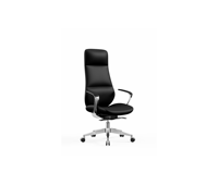 Chaise de bureau ergonomique à dossier haut avec revêtement en cuir PU et base pivotante en aluminium pour espace de travail commercial