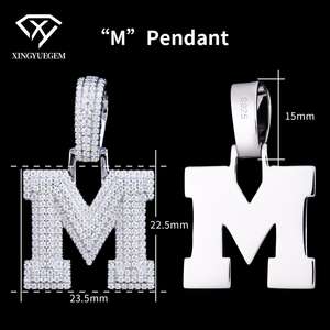Colgante de Plata 925 con Letra M y Moissanita D VVS de Corte Brillante con Engaste de Garra, Joyería Hip Hop de Moda, Certificado GRA, Charm Iced - Product Image 2