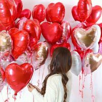 Décorations de mariage Filles Cadeaux Ballon Fournitures de Valentine Jour 18 pouces Rouge Or Rose Amour Coeur Forme Feuille Ballons