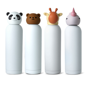 Cao su mềm cảm ứng chai số lượng lớn mua giá thép không gỉ 304 cách nhiệt chân không <span class=keywords><strong>Flask</strong></span> tùy chỉnh in ấn chai nước với nắp động vật - Product Image 1