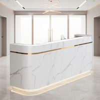 Meilleure Vente : Comptoir de Réception de Salon de Manucure de Luxe Doré et Blanc, Mobilier de Salon, Comptoir de Bar pour Usage Commercial