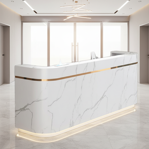 Mostrador de Recepción para Salón de Uñas, Diseño de Lujo <span class=keywords><strong>en</strong></span> Dorado <span class=keywords><strong>y</strong></span> Blanco, Mueble de Alta Calidad para Uso Comercial, Gran <span class=keywords><strong>Venta</strong></span> - Product Image 1