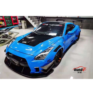 Runde matériau en Fiber de verre de haute qualité pour 2008-2019 <span class=keywords><strong>Nissan</strong></span> <span class=keywords><strong>GTR</strong></span> R35 mise à niveau LB V2 Style Kit de carrosserie large capot becquet de lèvre avant - Product Image 1