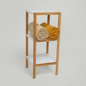 <span class=keywords><strong>Omnia</strong></span> Home Étagère de rangement pour salle de bain en bambou à 3 niveaux Utilitaire multifonctionnel blanc pour salon cuisine Rotation à 3 degrés facile - Product Image 1