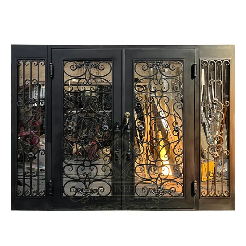 Preço interno Excelência Qualidade Porta principal Design Double Forjado Iron Door Front Entry Door