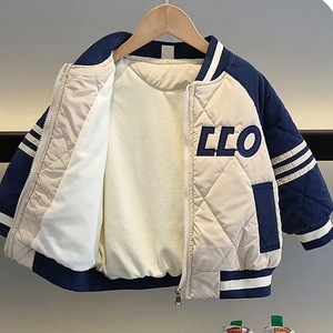 <strong>Boys</strong> Autumn Winter 2026 New <strong>Varsity</strong> <strong>Jacket</strong> Thickened Softened Polyester Shell Stripes Cotton-Padded Trendy - Product Image 4
