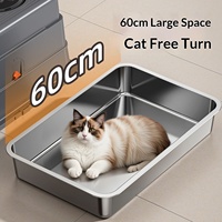 Bac à litière pour chat en acier inoxydable, grand bac à litière pliable anti-éclaboussures, toilette pour chat couverte désodorisante pour les gros chats