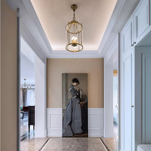 Retro Design Bird Cage Pendant Light Glass Chandelier Lobby Frame Shade Corridor Pendant <strong>Lamp</strong> Indoor Home <strong>Copper</strong> Pendant <strong>Lamp</strong> - Product Image 6