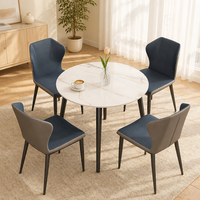 Ensemble de table à manger moderne en pierre frittée avec 4 chaises rembourrées, meubles de salle à manger pour la maison, la cuisine, les petits appartements