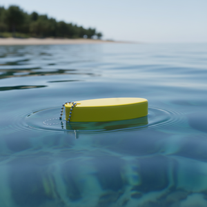 Portachiavi galleggiante giallo con catena a sfera per sicurezza e visibilità in acqua - Product Image 2