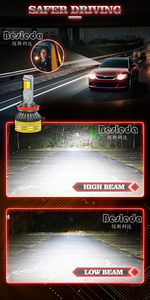 6000K faisceau <span class=keywords><strong>jaune</strong></span> doré H4 H7 H11 ampoule de phare LED 240W 50000lm lampes à led haute puissance auto 9005 9007 phare LED - Product Image 6