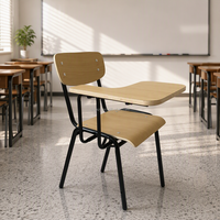 Chaise de formation empilable en contreplaqué avec tablette d'écriture, cadre métallique de qualité supérieure, chaise d'écolier pour salle de classe et salle de formation