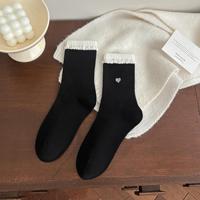 Chaussettes décontractées mi-mollet en coton/élasthanne tricotées, style printemps tendance, douces et confortables pour femme, avec logo, vente en gros directe usine