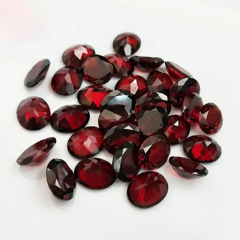High Quality Pure Stone Natural Garnet Egg Shaped Inlaid Gemstone For Diy Ring Necklace Pendant Earrings Bracelet