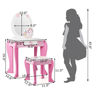 Vintage Classic Girl Frozens Kids Singapore <strong>Mirrored</strong> <strong>Consoles</strong> Dressing Table With Mirror for Girls - Product Image 5