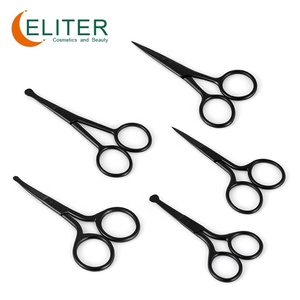 Tijeras para el pelo de la nariz negras de acero inoxidable con hoja recta curva Eliter, tijeras de manicura, corte de uñas para cutículas negras - Product Image 3