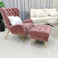 Fauteuil Tigre Reine Rose Moderne Courbé Style Américain avec Boucle de Traction Luxe Léger Maison Tendance en Tissu Fauteuil Simple