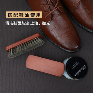 Horse Hair Shoe <b>Brush</b> For Leather Cleaning Polishing <b>Dust</b> Removal Solid Wood Handle - Product Image 1
