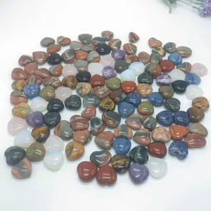 Bulk Natural Various Quartz Gemstone Heart Box 7 Chakra Healing Stone Crystal Heart Set