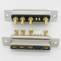 Connecteur Combo D-Sub 9W4 9 Broches à Courant Élevé, 5 Broches Mâles et 4 Broches Femelles, 30A, Plaqué Or, Broches Solides, à Souder, Type Standard