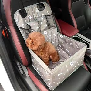 Funda Acolchada para Asiento Trasero de Mascotas, Protector de Asiento de Coche Convertible para Perros con Bolsillos de Malla y Estampado de Huesos de Pata para Viajes - Product Image 1