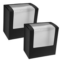 Cajas de Papel Kraft Negras Cuadradas Ligeras con Ventana para Gorras de Béisbol, Actividades al Aire Libre, Organizador de Almacenamiento Elegante y Minimalista