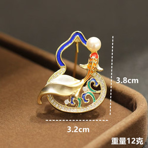 Broche de Calabaza Koi de Lujo Ligero y Exquisito, Pin de Pecho para Hanfu y Qipao, Accesorio de Traje - Product Image 3