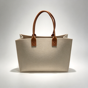 Sacs fourre-tout rectangulaires en feutre 4 couleurs avec poignées marron, sac de shopping léger et structuré, sac pour montre - Product Image 2