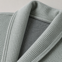 Peignoir en coton gaufré 100% coton, vêtement de nuit pour hôtel et peignoir de bain, col châle, logo brodé, vente en gros d'usine