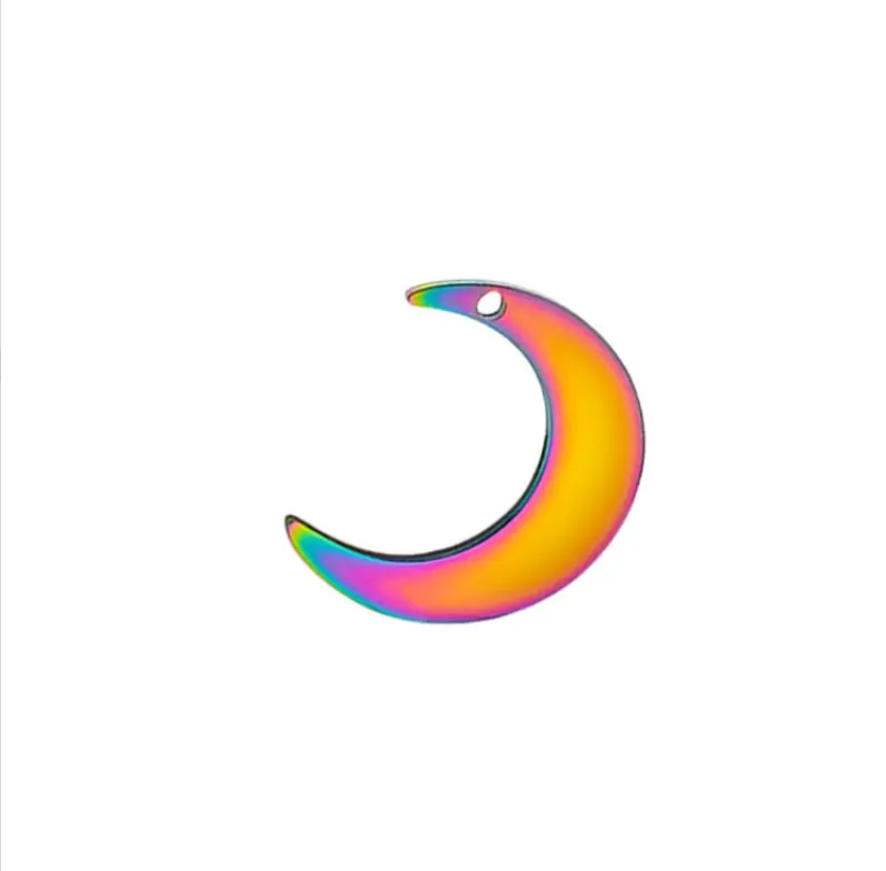 Cheaper wholesale stainless steel big crescent 30mm rainbow moon pendant