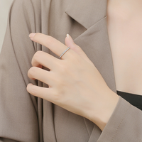 Bague en acier inoxydable de 2 mm avec zircon, style luxe léger et haut de gamme, bague tendance et minimaliste pour couple