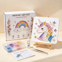 Kit d'art mosaïque DIY, ensemble de pierres de verre pour mosaïque, kit de carreaux de mosaïque avec chevalet en bois, kit d'artisanat de décoration intérieure pour adultes