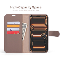 Op maat gemaakte bio-gebaseerde veganistische ananasleren magnetische afneembare kaarthouder, telefoonportemonnee hoesje voor iPhone 17 Pro Max met standaard