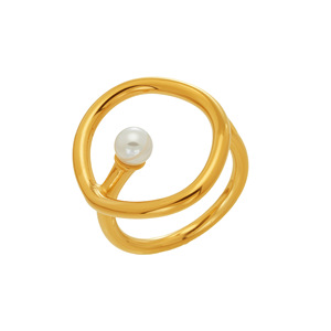 Anello Geometrico Personalizzato in Pietra Naturale per Donne Europee e Americane, Acciaio Inossidabile Placcato Oro 18k - Product Image 5