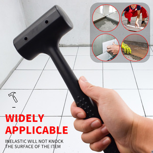 Rubber Hammer With Steel Ball Inside Shockproof Construction Striking Tool Black Round Headed Hammer For Tiling And Flooring - Product Image 4