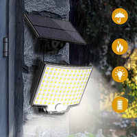 Lampes solaires d'extérieur 106 LED, projecteurs solaires à détecteur de mouvement avec télécommande, lampes murales de sécurité solaires LED du crépuscule à l'aube
