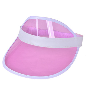2025 Pvc Clear Candy Color Sun Visor Cap Outdoor Uv Protection Sports Beach Cap Summer Sun Visor Hat